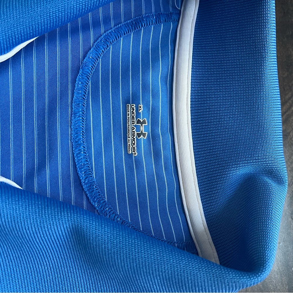 Under Armour Blue and White Striped Polo - Picture 3 of 4